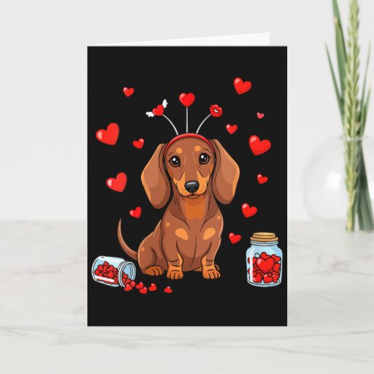 Womens Cute Dachshund Valentines Day Heart Love Do Kaart (Voorkant)