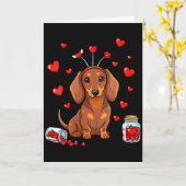 Womens Cute Dachshund Valentines Day Heart Love Do Kaart (Gele Bloem)