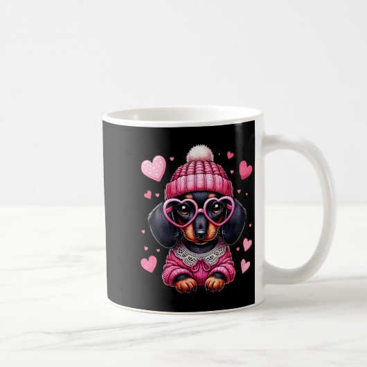 Women's Cute Dachshund Valentines Heart Dog Lover  Koffiemok (Rechts)