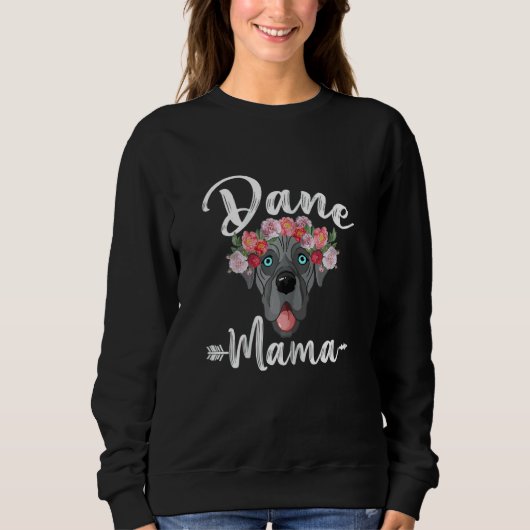 Womens Cute Dog Mam Moederdag Dane Mama Florals Trui (Voorkant)