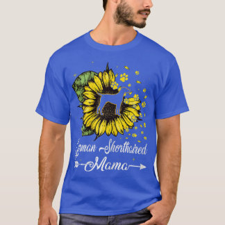 Womens Cute German Shorthaired Mama Sunflower Dog T-shirt