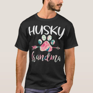 Womens Cute Husky Grandma Siberian Husky Lover Cos T-shirt