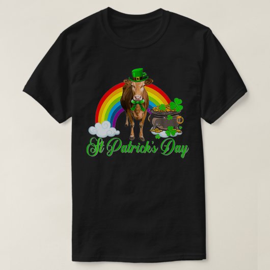 Womens Cute Irish Koe Leprechaun Shamrock St Patri T-shirt (Design voorkant)