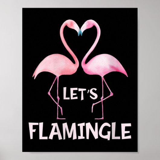 Womens Cute Let's Flamingle Nk Flamingo Summer Lov Poster (Voorkant)