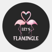 Womens Cute Let's Flamingle Nk Flamingo Summer Lov Ronde Sticker (Voorkant)
