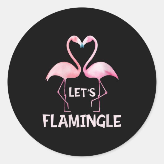 Womens Cute Let's Flamingle Nk Flamingo Summer Lov Ronde Sticker (Voorkant)
