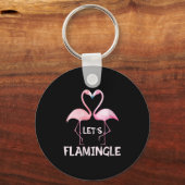 Womens Cute Let's Flamingle Nk Flamingo Summer Lov Sleutelhanger (Voorkant)