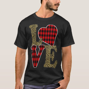 Womens Cute Love Hearts Buffalo Pset, Leopard Ani T-shirt