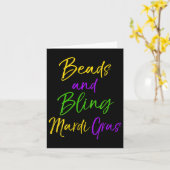 Womens Cute Mardi Gras Party Quote Gift Beads And  Kaart (Gele Bloem)