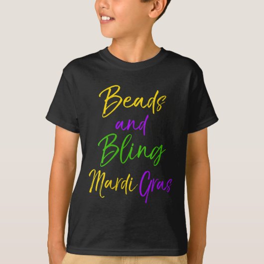 Womens Cute Mardi Gras Party Quote Gift Beads And  T-shirt (Voorkant)