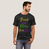 Womens Cute Mardi Gras Party Quote Gift Beads And  T-shirt (Voorkant volledig)