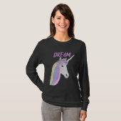 Womens Cute Unicorn Face Long Slot T-Shirt (Voorkant volledig)