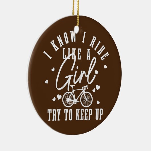 Womens Cycling Girl Funny Road Bike Bicycle Keramisch Ornament (Rechts)