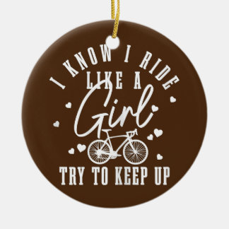 Womens Cycling Girl Funny Road Bike Bicycle Keramisch Ornament