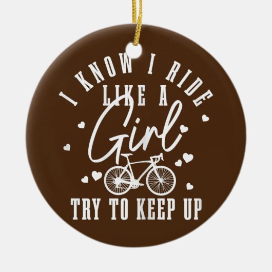 Womens Cycling Girl Funny Road Bike Bicycle Keramisch Ornament (Voorkant)