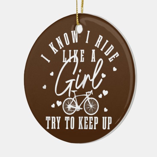 Womens Cycling Girl Funny Road Bike Bicycle Keramisch Ornament (Links)