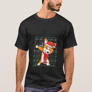Womens Dabbing Corgi Ugly KerstSweater mas T-shirt