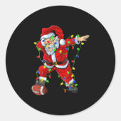 Womens Dabbing Santa Football Christmas Lights Srt Ronde Sticker (Voorkant)