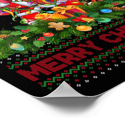 Womens Dabbing Unicorn Ugly Christmas Sweaters Fun Poster (Hoek)