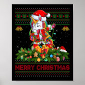 Womens Dabbing Unicorn Ugly Christmas Sweaters Fun Poster (Voorkant)