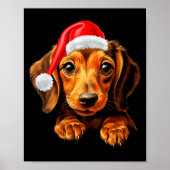 Womens Dachshund Dog Santa Claus Hat Christmas New Poster (Voorkant)