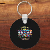 Womens Dare To Be Yourself Autism Awareness Superh Sleutelhanger (Voorkant)