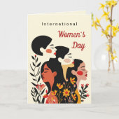 Women's Day Bloemen Vrouwen Zwart Haar Kaart (Gele Bloem)