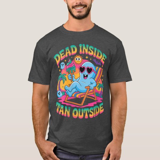 Womens Dead Inside Tan Outside Funny Ghost Summerw T-shirt (Voorkant)