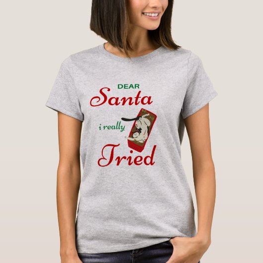 Women's Dear Santa Naughty Cat Tshirt  (Voorkant)