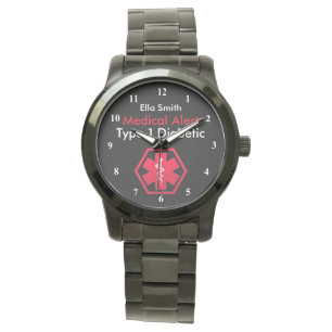 Womens Diabetes Alert Type 1 of 2 Te groot Horloge