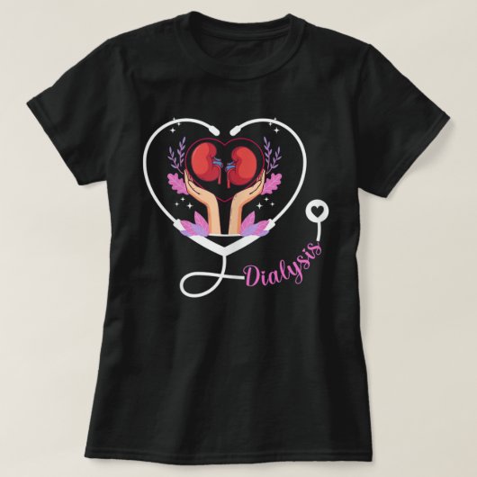 Womens Dialysis Technician Nurse - Heartbeat Kidne T-shirt (Design voorkant)