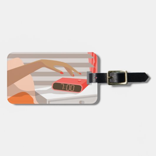 Womens die de wekker in de hand drukken bagagelabel (Voorkant horizontaal)