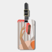 Womens die de wekker in de hand drukken bagagelabel (Voorkant verticaal)