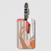 Womens die de wekker in de hand drukken bagagelabel (Voorkant (verticaal))