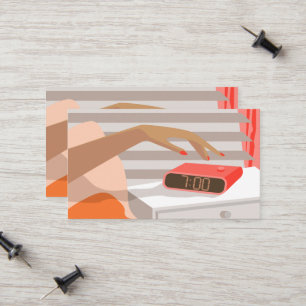 Womens die de wekker in de hand drukken contactkaartje