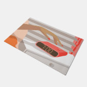 Womens die de wekker in de hand drukken deurmat (Schuin)