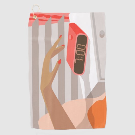 Womens die de wekker in de hand drukken golfhanddoek (Voorkant)