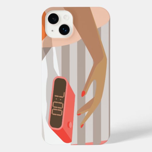 Womens die de wekker in de hand drukken iPhone hoesje (Achterkant)