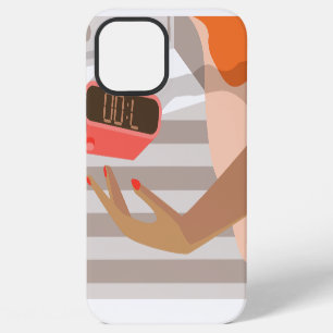 Womens die de wekker in de hand drukken iPhone 12 pro max hoesje