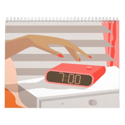 Womens die de wekker in de hand drukken kalender (Hoes)
