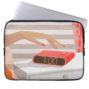 Womens die de wekker in de hand drukken laptop sleeve