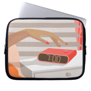 Womens die de wekker in de hand drukken laptop sleeve
