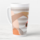 Womens die de wekker in de hand drukken latte mok (Linkerhoek)