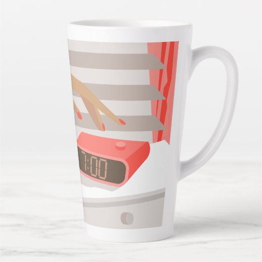 Womens die de wekker in de hand drukken latte mok (Rechts)