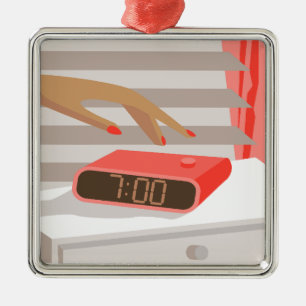 Womens die de wekker in de hand drukken metalen ornament