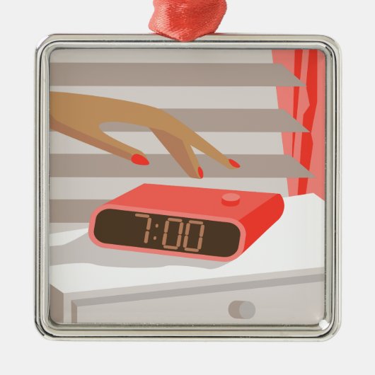 Womens die de wekker in de hand drukken metalen ornament (Voorkant)