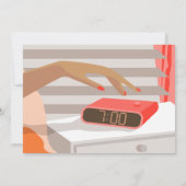 Womens die de wekker in de hand drukken save the date (Achterkant)