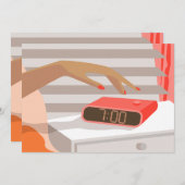 Womens die de wekker in de hand drukken save the date (Voorkant / Achterkant)