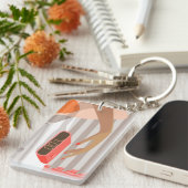 Womens die de wekker in de hand drukken sleutelhanger (Voorkant Rechts)