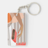 Womens die de wekker in de hand drukken sleutelhanger (achterkant)